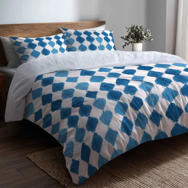 Ensemble de housse de couette Coastal de 3 - Ensemble de literie et coussin décoratif bleu et blanc