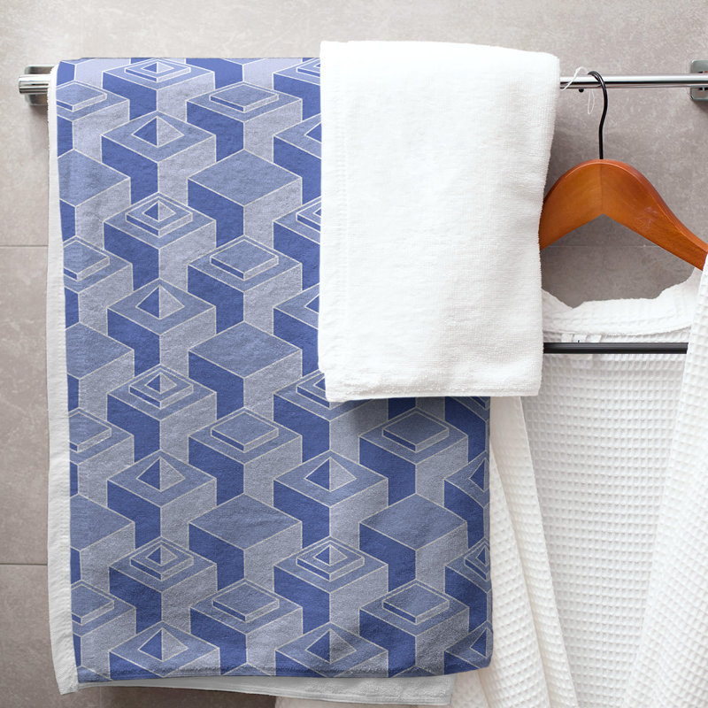 Serviette de bain à motif de gratte-ciels classiques, Bleuet