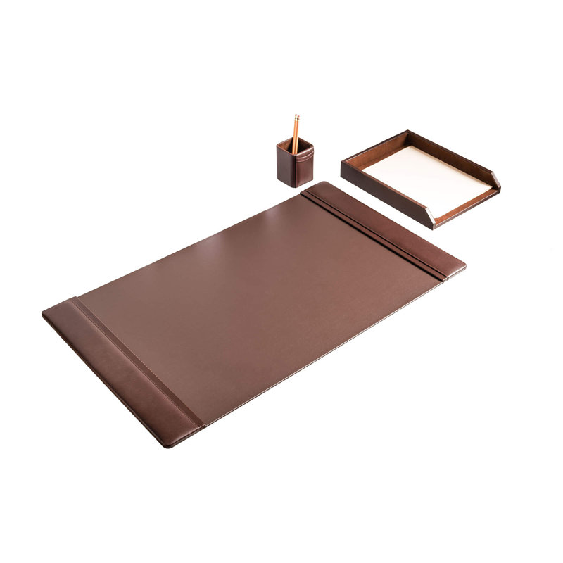 Wycombe Leather Desk Organizer Set, Chocolate Brown