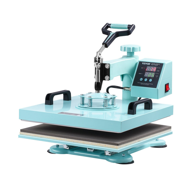Machine à presser la chaleur 15 x 15 pouces avec accessoire de culbuteur 30 oz, imprimante à sublimation numérique pour t-shirts, tasses et chapeaux - Vert VEVOR
