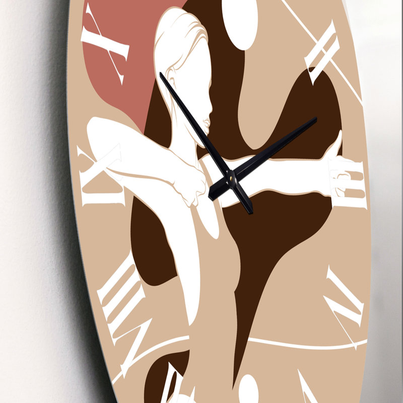 Horloge murale moderne Empowered Cosmic Women Geometric Goddess Series noir et rouge, Moyen