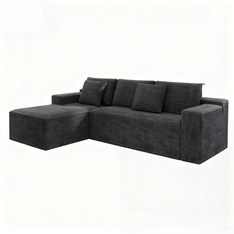 Canapé modulaire Cloud avec méridienne en forme de L, canapé modulaire moderne avec assise profonde, rembourré pour le salon et la chambre à coucher, aucun assemblage requis, gris
