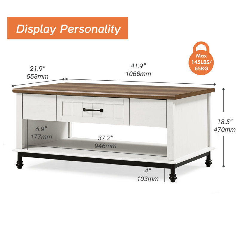 Hepner Coffee Table, White/Black