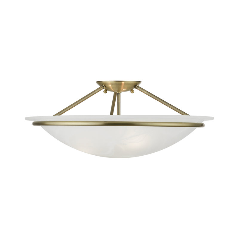 Wilbrecht Glass Semi Flush Mount, 7 3/4" H , Antique Brass