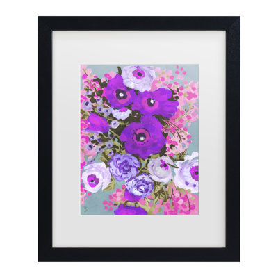Ania Zwara  Purple And Rose Pink Bouguet Matted Framed Art