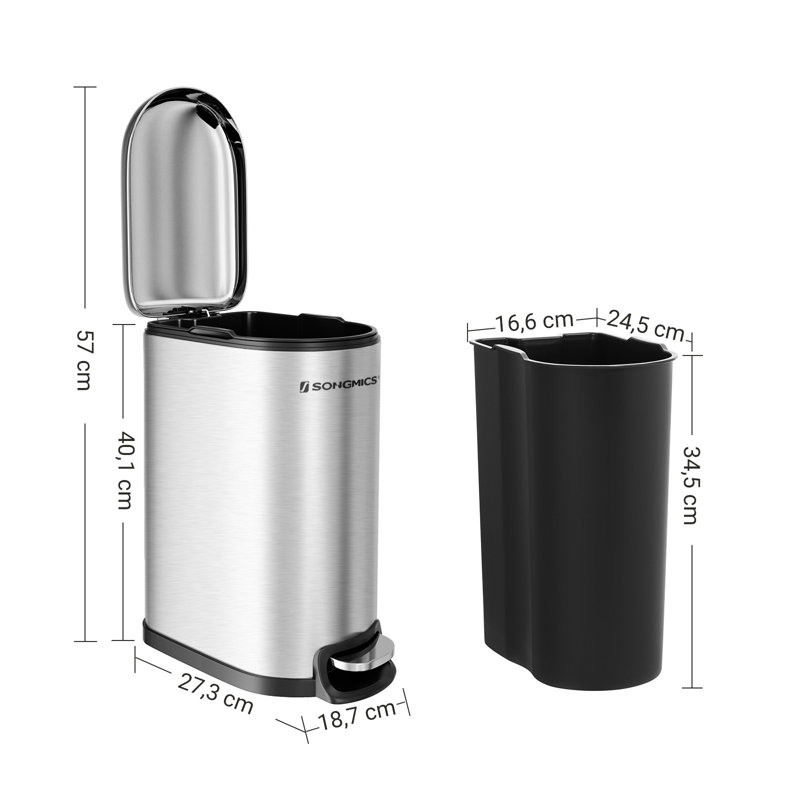 Steel Step On Kitchen Trash Can - 10L