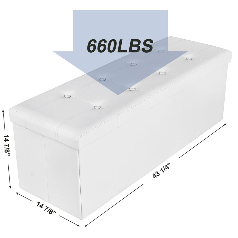 Repose-pieds de rangement rectangulaire en similicuir Humboldt, Blanc