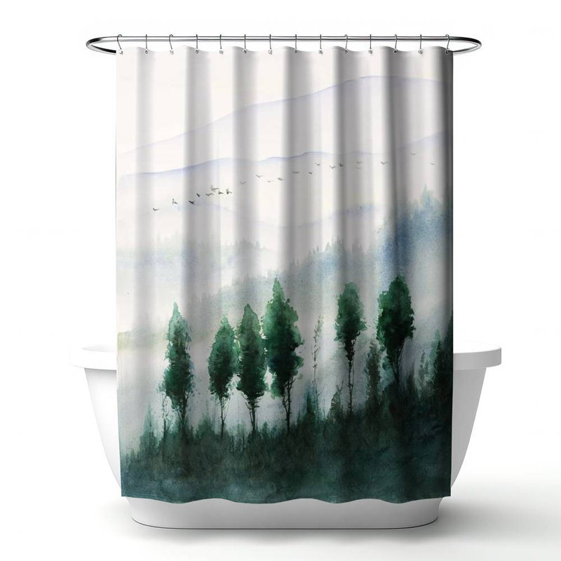 Shower Curtain LA103 – Polyester Shower Curtain, Dye Sublimation Print, 71" W × 74" L, Blue