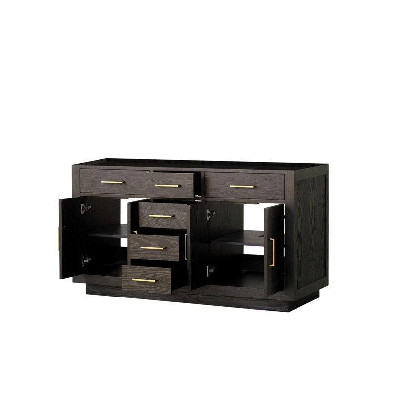 Meuble-lavabo double en chêne brun 60 po X P 22 po D, Chêne brun