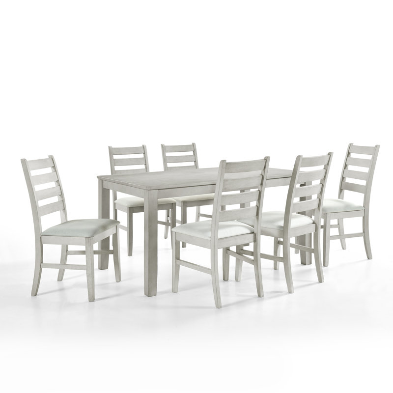 Conchetta 7-Piece Rubberwood Dining Set, 30”H x 59”L x 35.40”W