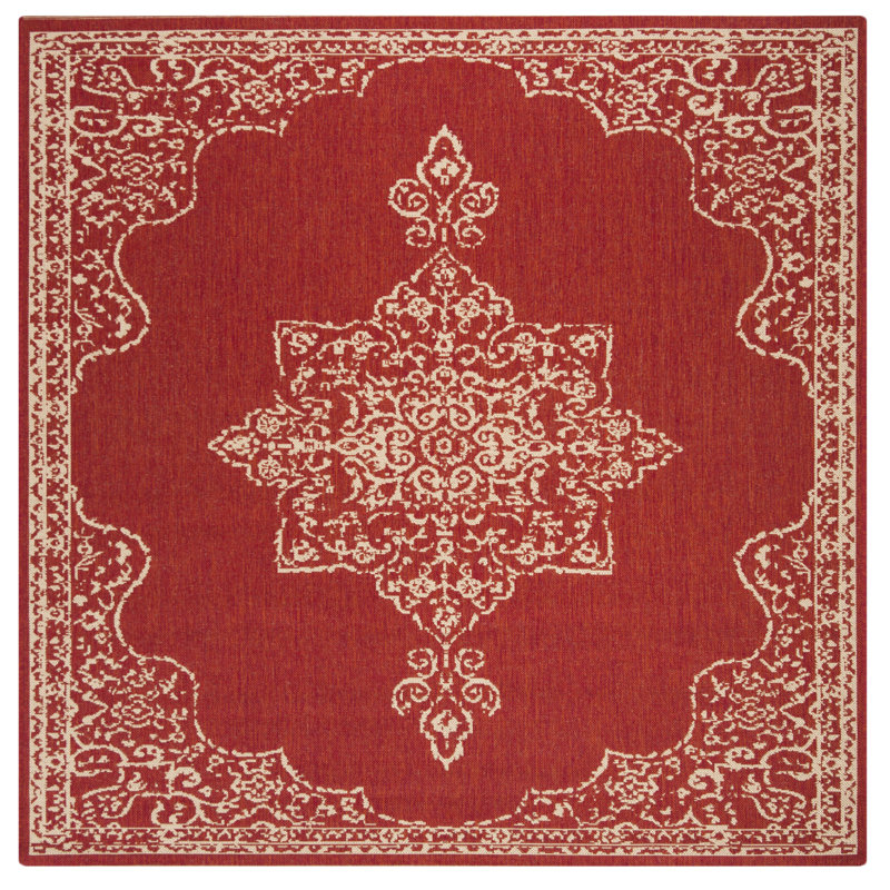 Danya Oriental Red/Cream Indoor / Outdoor Area Indoor/Outdoor Area Rug, Square 4'