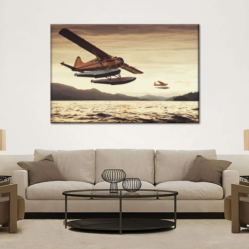 Propeller Float Planes sur impression sur toile, H 16 po x l 24 po x P 1,25 po