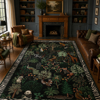 Tapis lavable à la machine Jungle Animal