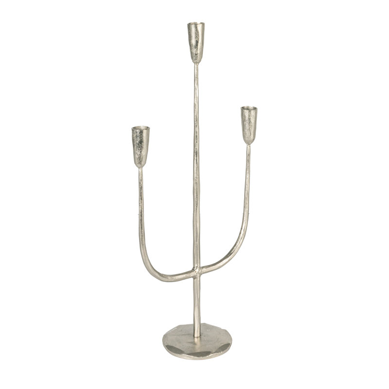 21.5" Iron Tabletop Candelabra, Silver