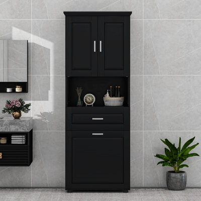 Cabinet With Tilt-Out Laundry Hamper Basket