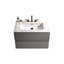 Meuble-lavabo mural gris de 30 po avec lavabo en céramique et trois trous de robinet, grand meuble-lavabo flottant de rangement pour salle de bain moderne, pré-assemblé