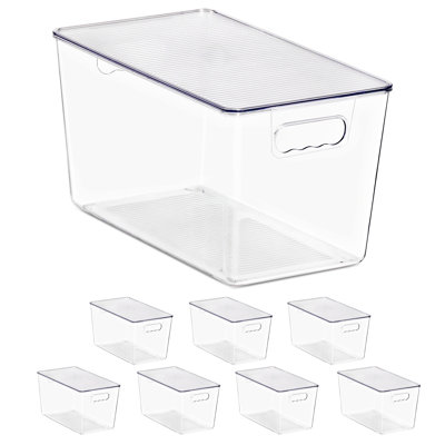 Ensemble de 8 contenants de rangement empilables transparents avec couvercles Sorbus pour la cuisine, le garde-manger, l'organisation des armoires, grand