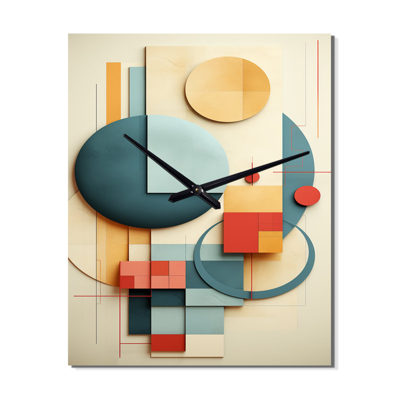 Dimensions de l'équilibre géométrique abstrait V - horloge murale moderne, H 28 po x l 12 po x P 1 po