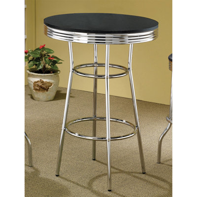Table de bar ronde noire et chromée