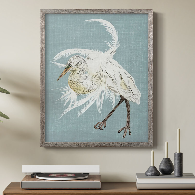 Heron Plumage IV, reproduction encadrée - bois massif, H 30 po x l 24 po