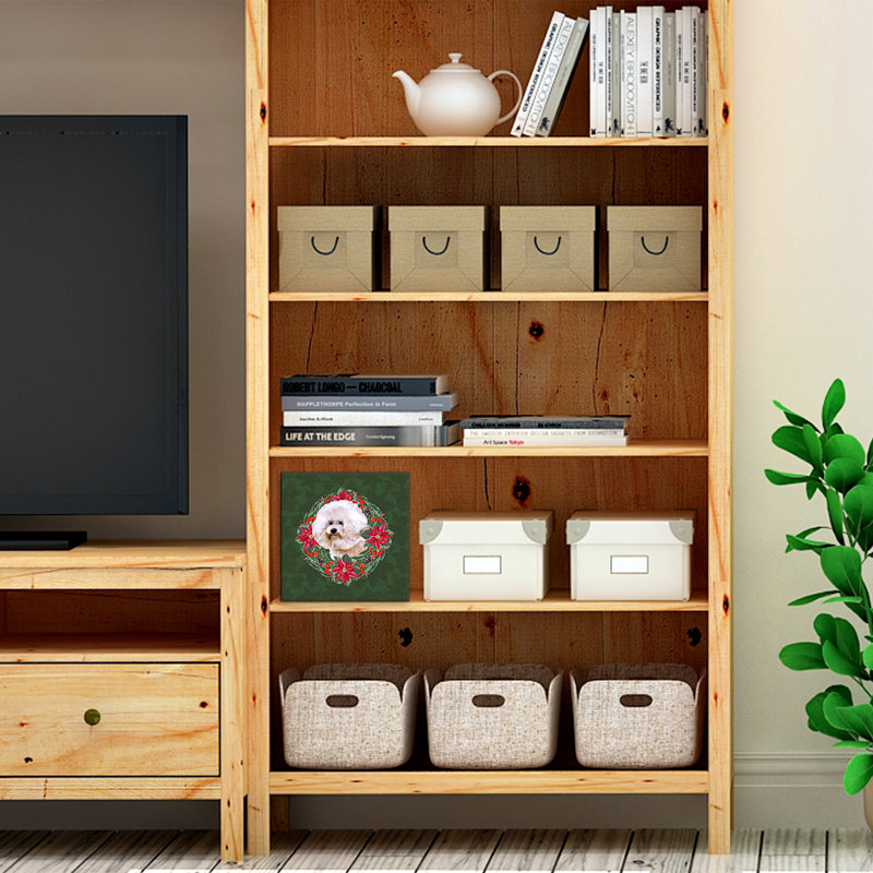 Panneau mural d’art à couronne poinsetta Fabrienne, Beige bichon frisé