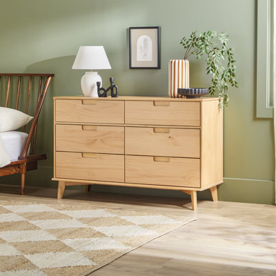 Commode double en bois massif à six tiroirs Yarber