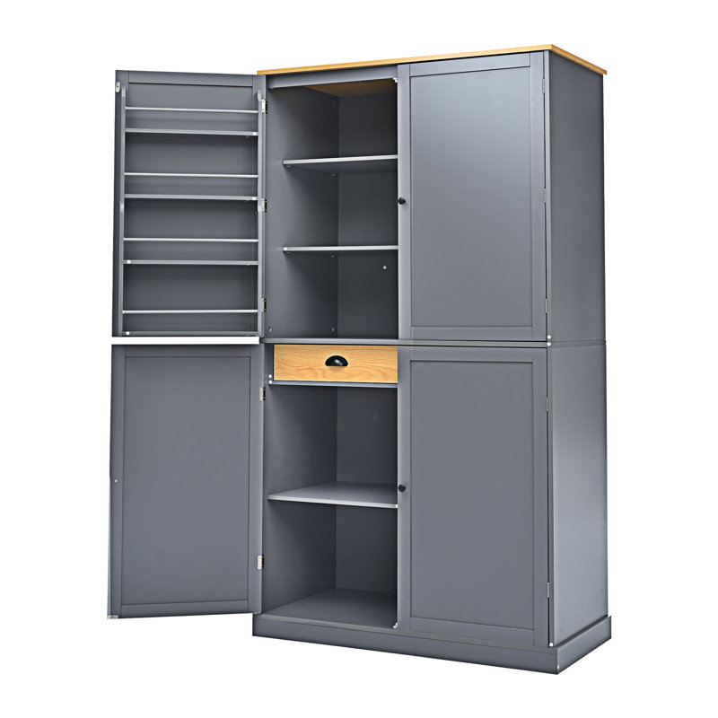 Grande armoire de rangement autoportante avec tablettes réglables, Gris