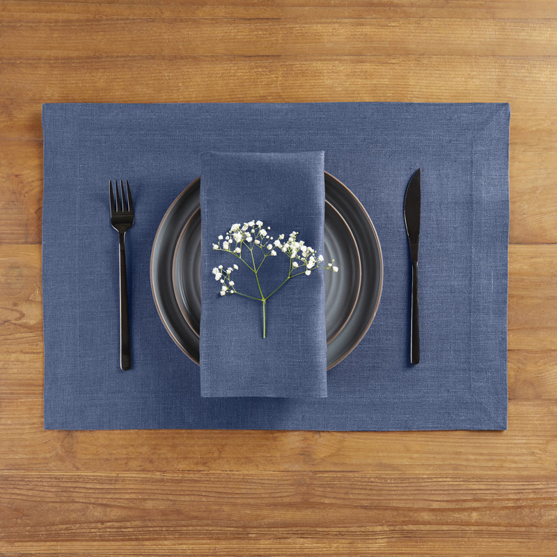 Diana - 100% Pure Linen Dinner Napkins, Vintage Blue