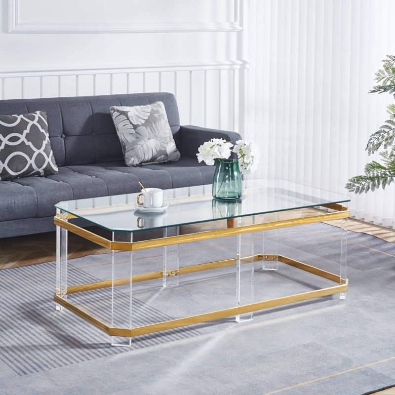 Forsett Glass Top Single Coffee Table, Gold