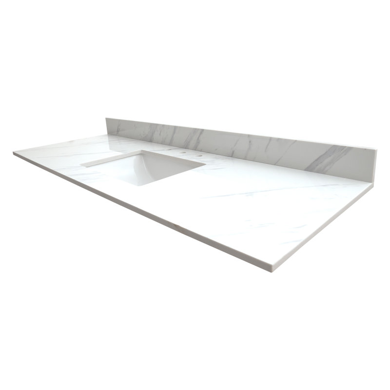 61 in. W x 22 in. D Bathroom Vanity Top with Single Sink, Calacatta Lumas