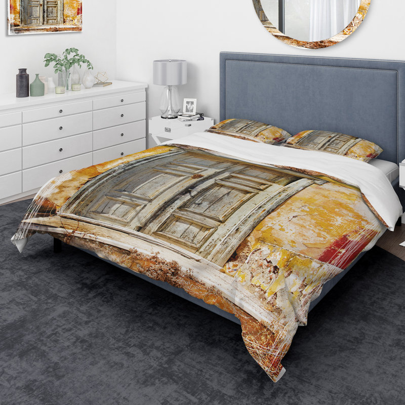 Ensemble de housse de couette avec portes grecques traditionnelles designart old