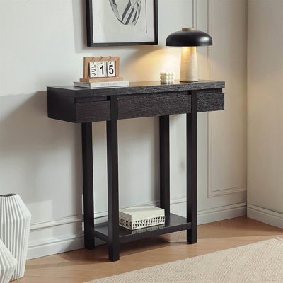 Entryway Hallway Console Table With One Drawer One Shelf Wooden Leg Frame Handleless Design