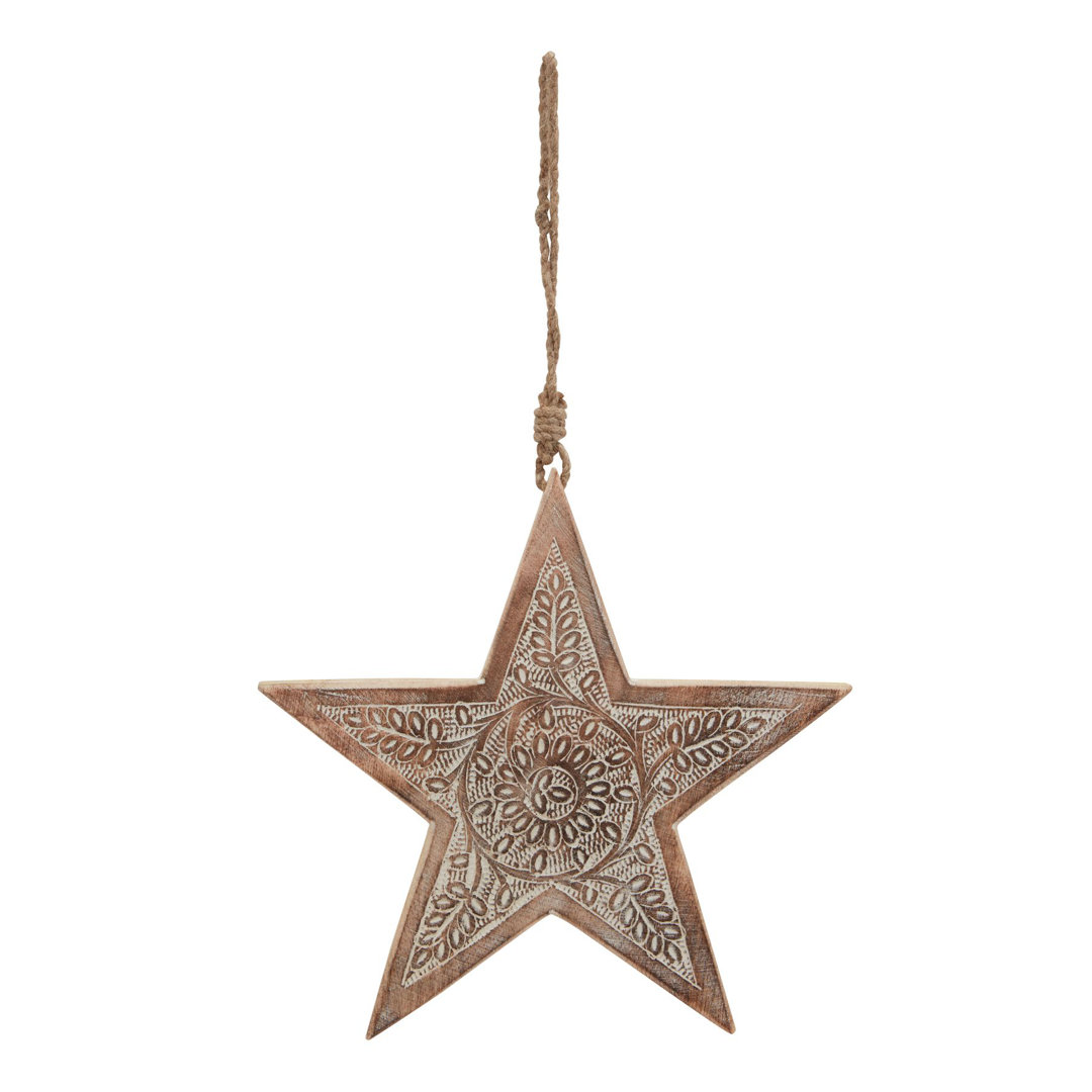 Handmade Star Wood Christmas Hanging Figurine Ornament