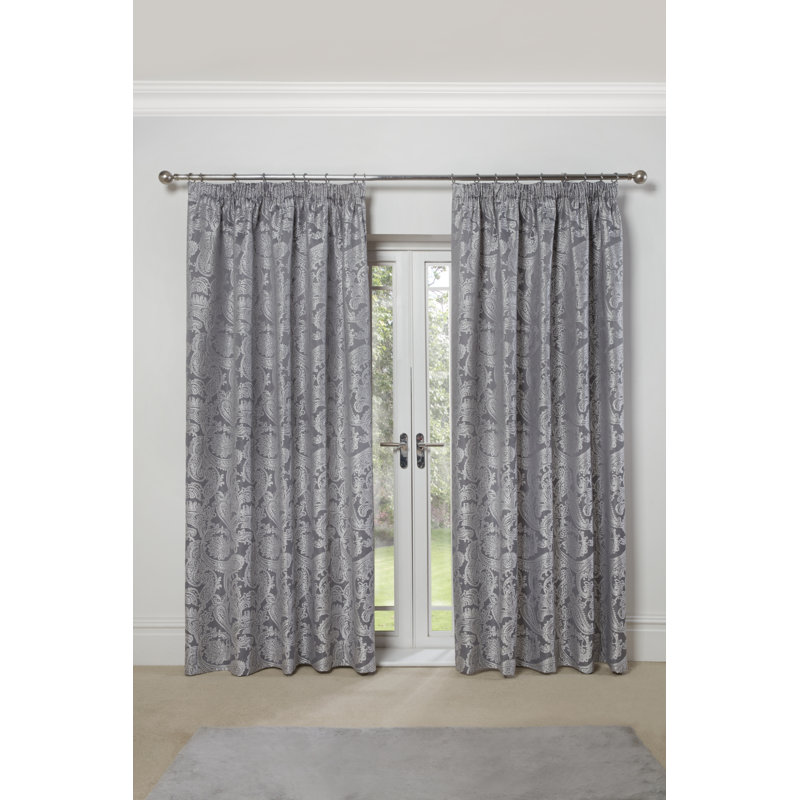 Duchess Pencil Pleat Room Darkening Sliding Panel Curtains, Width 228 x Drop 228cm, Silver