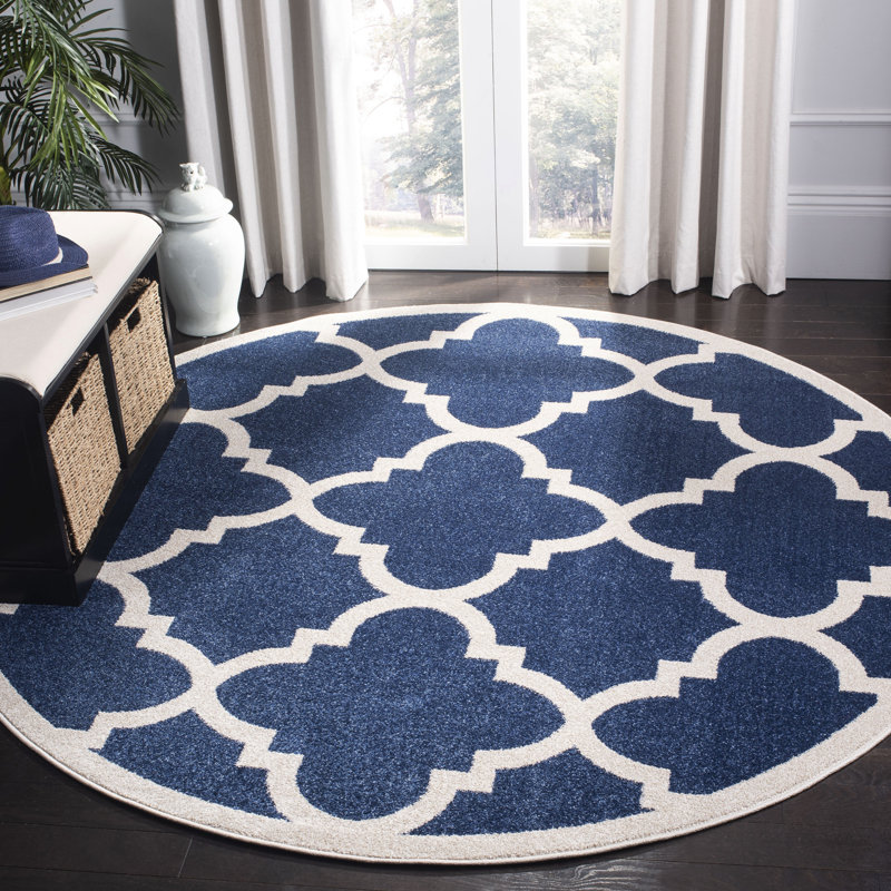 Tapis bleu marine / beige Ammundsen, Rond 7 pi