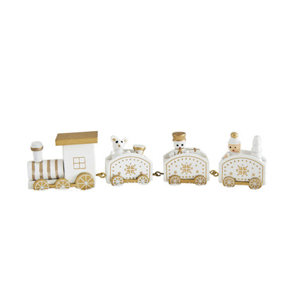 Christmas Desktop Decoration Set With Wooden Train Figurines
