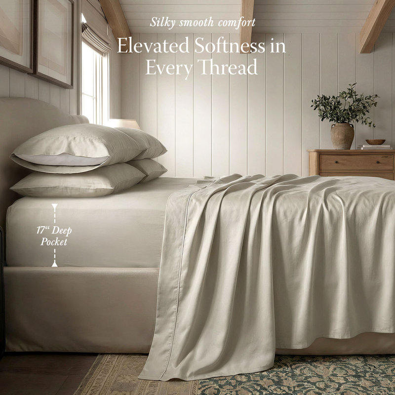 Threadmill 1000 Thread Count 100% Supima Cotton Sheet Set in Sateen Weave, Taupe, Full Sheet Set with 2 Pillowcases