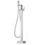 Robinets de mélangeur de douche Robinet de baignoire autoportant Aspect brossé lisse Débit élevé à deux poignées Fixation au sol 360 ° Bec pivotant Deux modes d'eau pour le bain et la douche Composants en laiton fin