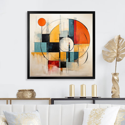 «Blue Orange Mid Century Geometric Abstractions II», reproduction
