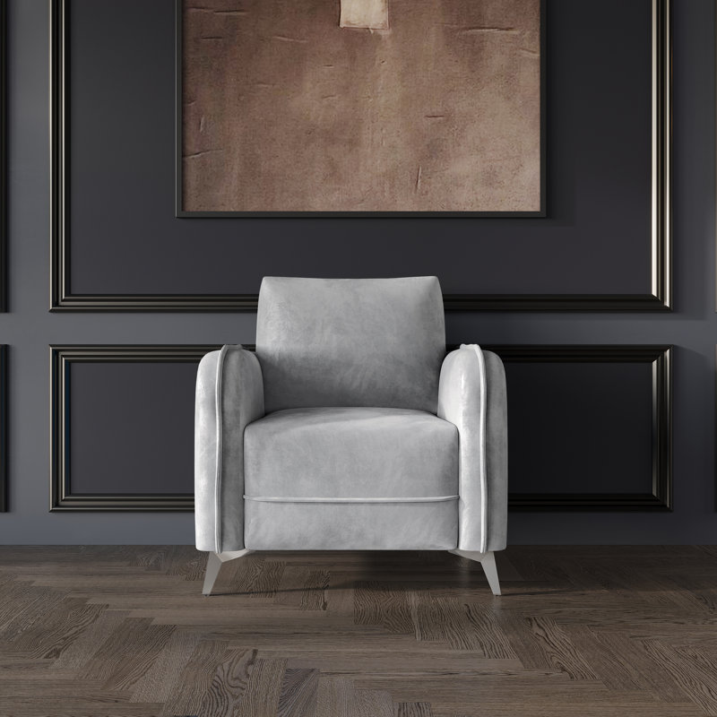 Chaise en velours Belmont, Gris argenté