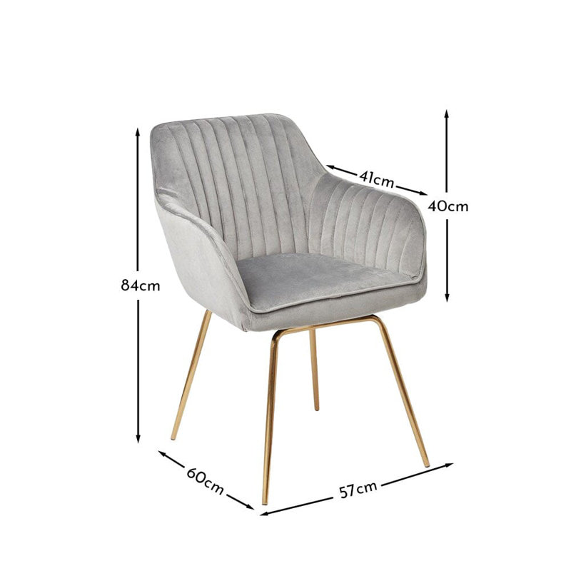 Latitude Run Dotir Office Swivel Chair, Grey, Gold