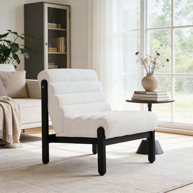 Fauteuil d'appoint Fluffy, Blanc, Noir