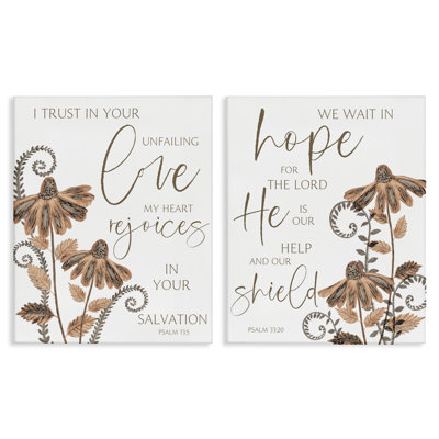 Ensemble de 2 impressions sur toile, "Spiritual Faith Proverbs with Flowers", par Annie Lapoint