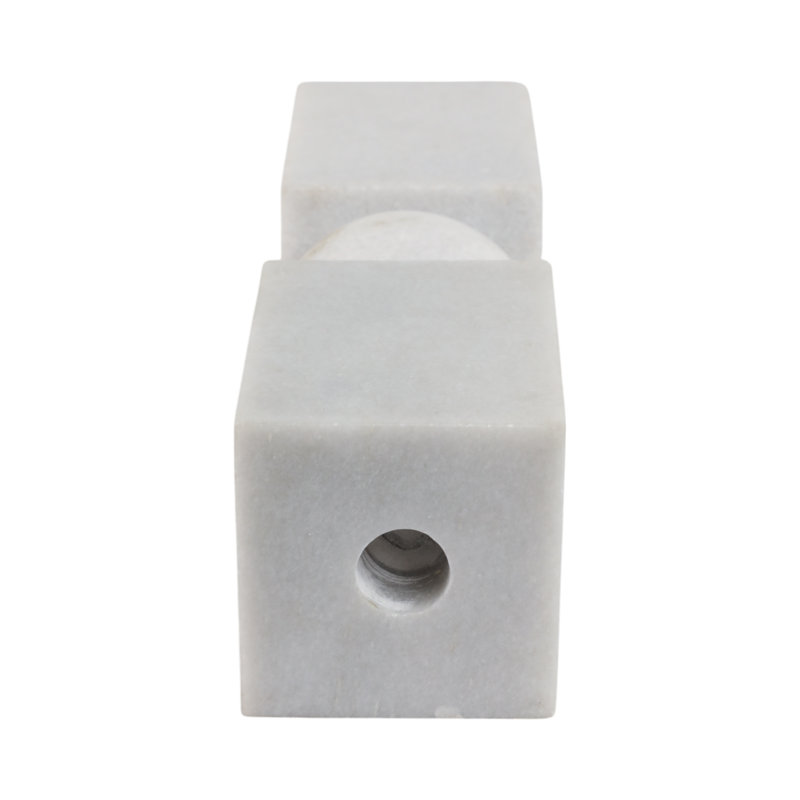 Chunky Marble Taper Holder, 12" H x 3" W x 3" D, White