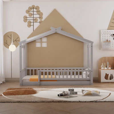 Enchanting Wood Bed House Bed Frame With Fence, Perfect For Kids, Teens, Girls, And Boys To Enjoy Safe And Fun Times