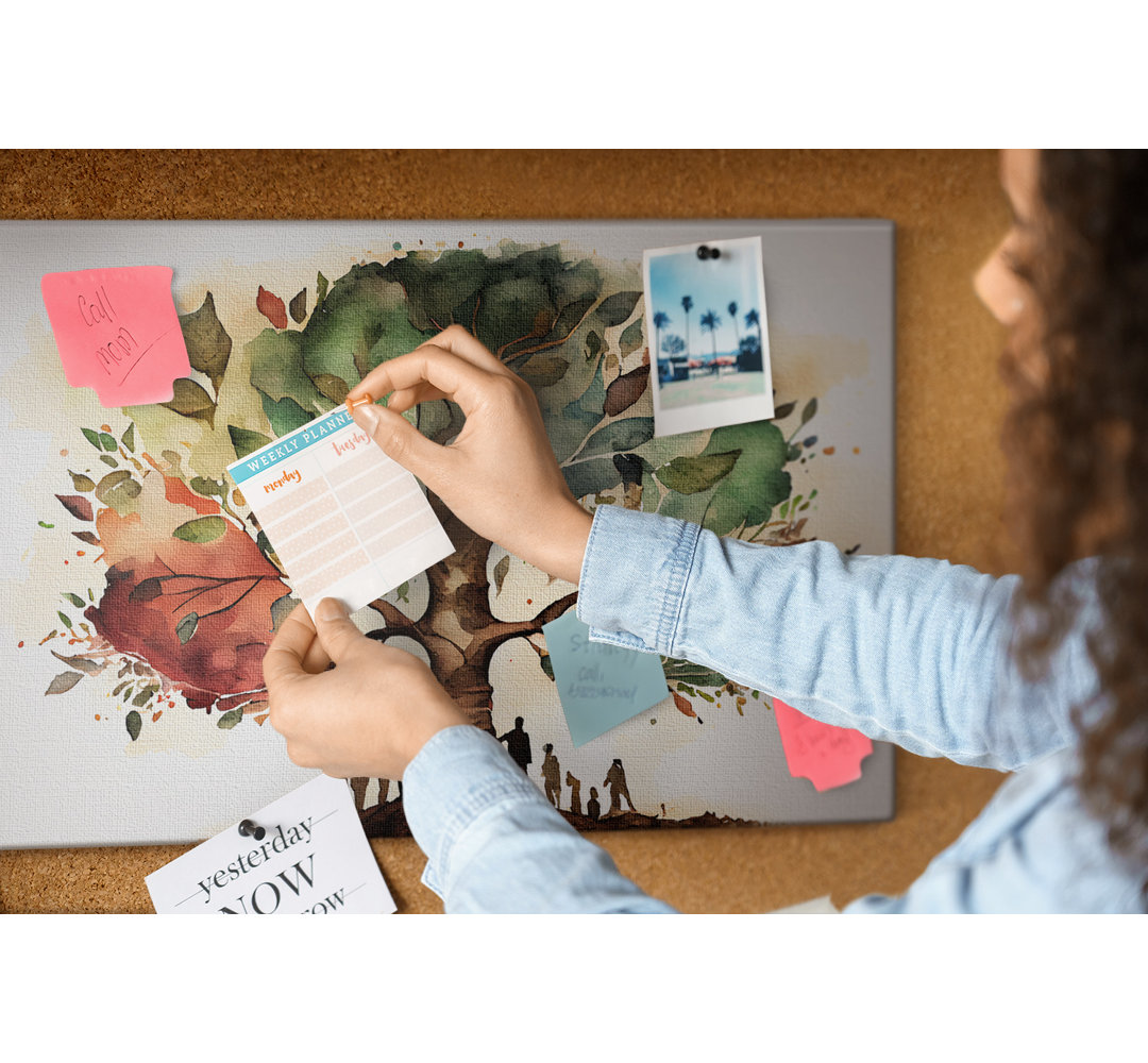 Wall Mounted cork board with print decorative wall notice boards decorative bulletin board ideas Family Tree
