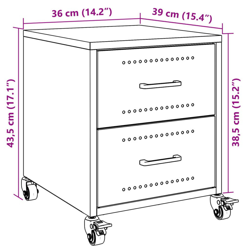 Anadalay 36cm W Steel Bedside Table, Black