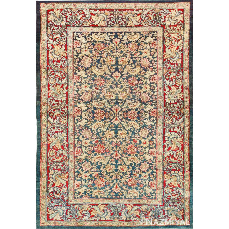 Tapis bleu antique à petit motif Agra