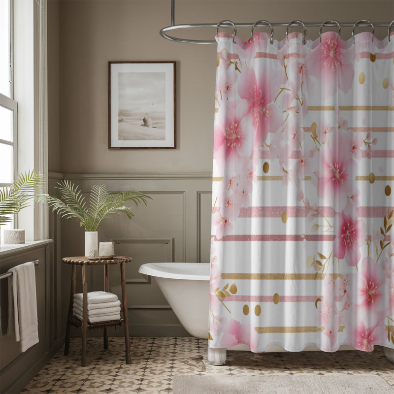 Rideau de douche Cherry Blossom - Premium 86, H 74 po x l 71 po