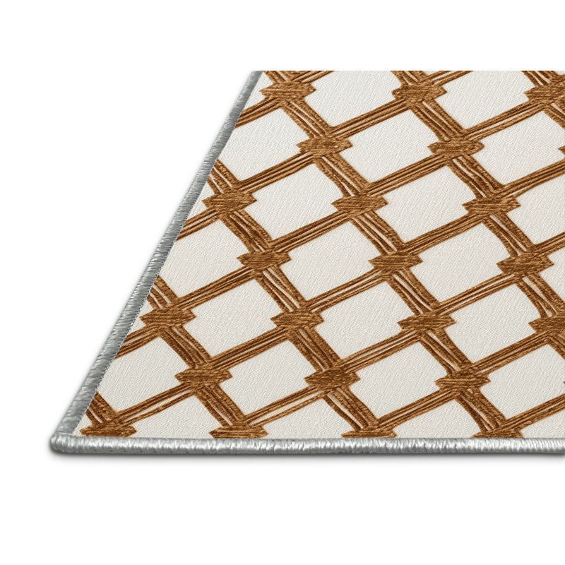 Tapis beige en treillis lavable à la machine, Rectangulaire 2 pi x 3 pi